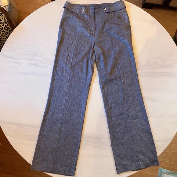 Veronica Beard Belted Linen Trousers 14 (36 x 35)